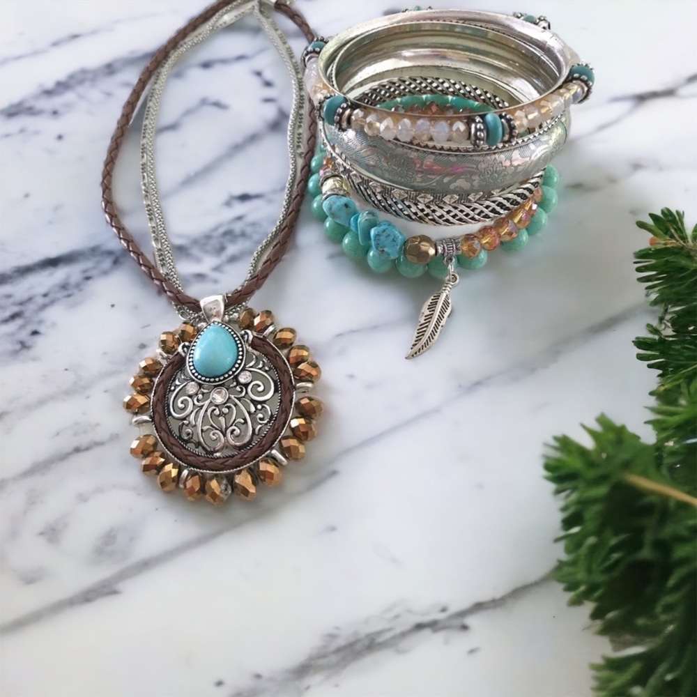 Turquoise Necklace and Bracelet Set